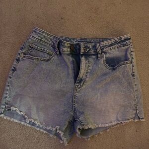 No Boundaries Blue Jean Shorts with Frayed Hem
